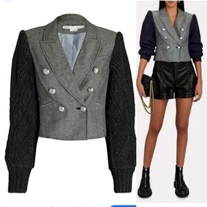 Veronica Beard blazer Eamon Mixed Media Double Breasted Jacket size 6 new